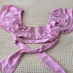 Essentials Pink Ruffled Crop Top